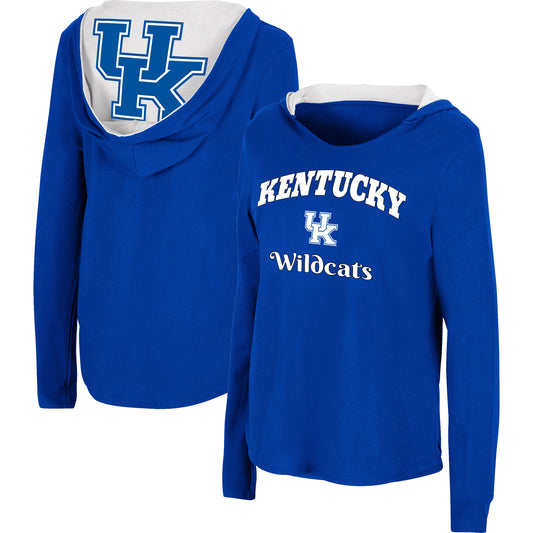 Women's Colosseum Royal Kentucky Wildcats Catalina Hoodie Long Sleeve T-Shirt