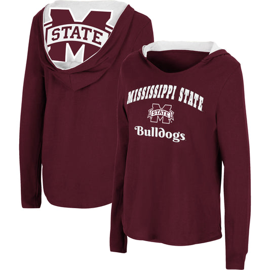 Women's Colosseum Maroon Mississippi State Bulldogs Catalina Hoodie Long Sleeve T-Shirt