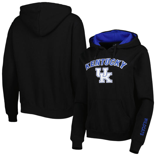 Women's Colosseum Black Kentucky Wildcats Arch & Logo Pullover Hoodie