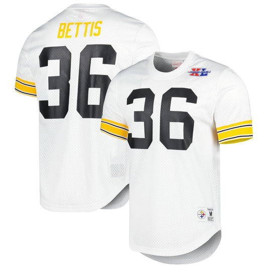 Men's Mitchell & Ness Jerome Bettis White Pittsburgh Steelers Retired Player Name & Number Mesh Top