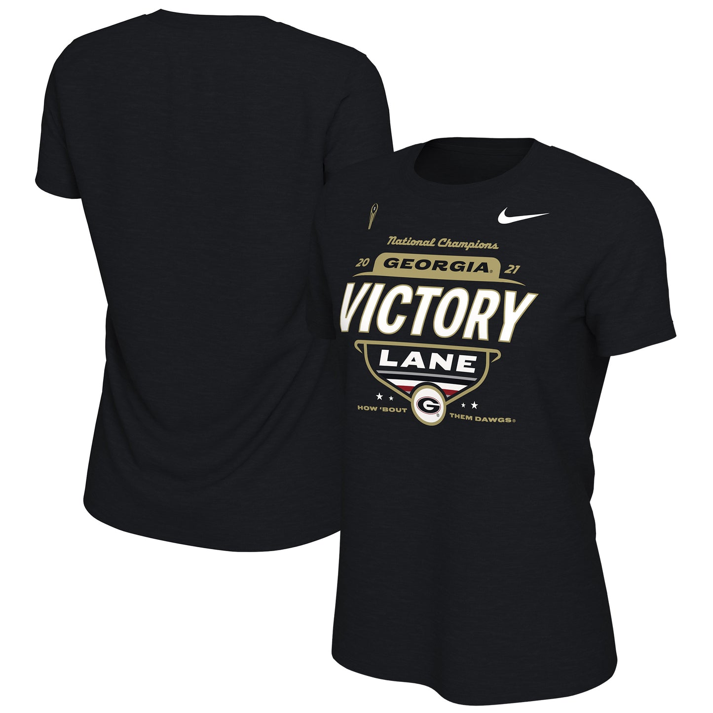 Women's Nike Black Georgia Bulldogs College Football Playoff 2021 National Champions Locker Room Victory Lane T-Shirt