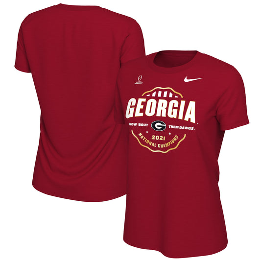 Women's Nike Red Georgia Bulldogs College Football Playoff 2021 National Champions Seal Celebration T-Shirt