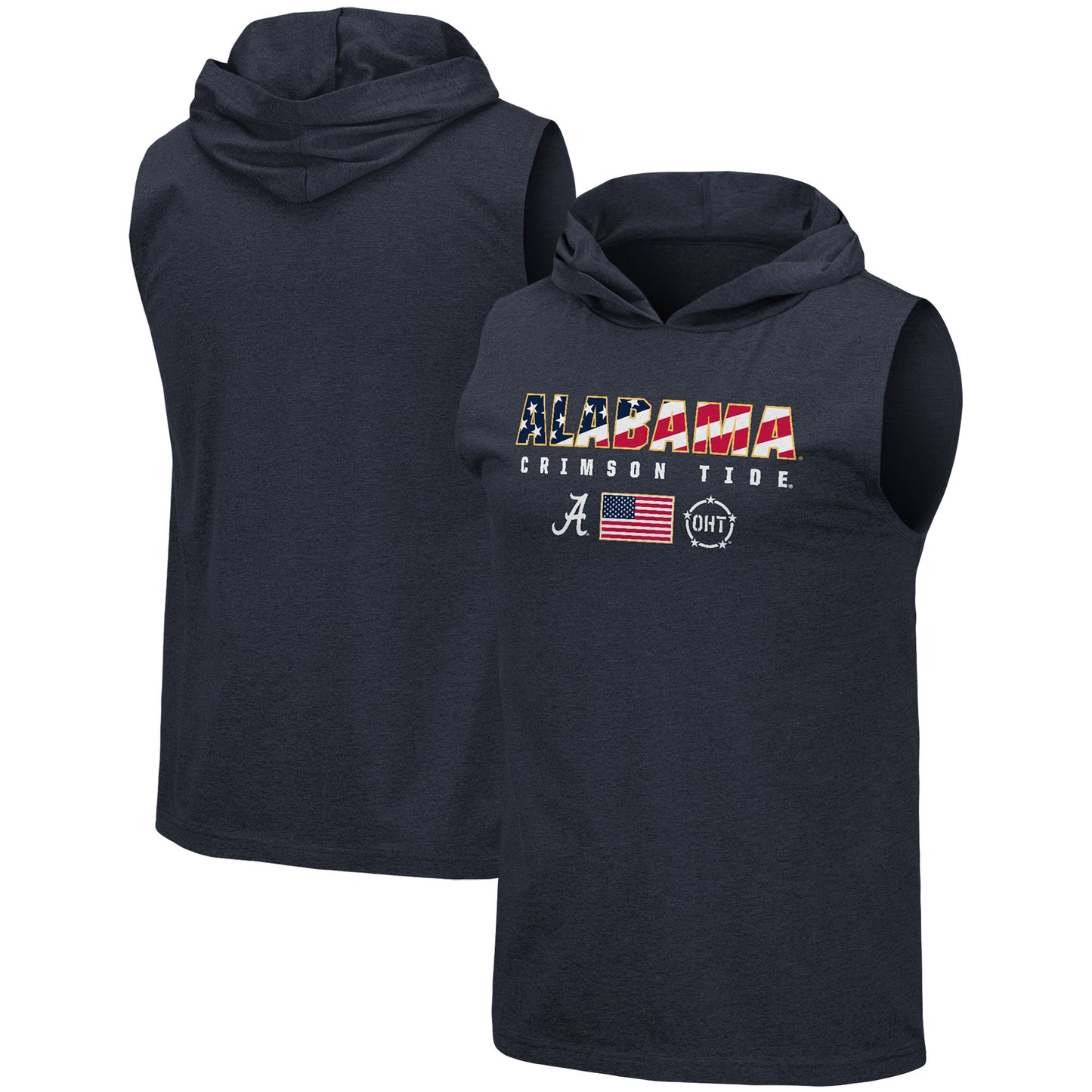 Men's Colosseum Navy Alabama Crimson Tide OHT Military Appreciation Americana Hoodie Sleeveless T-Shirt