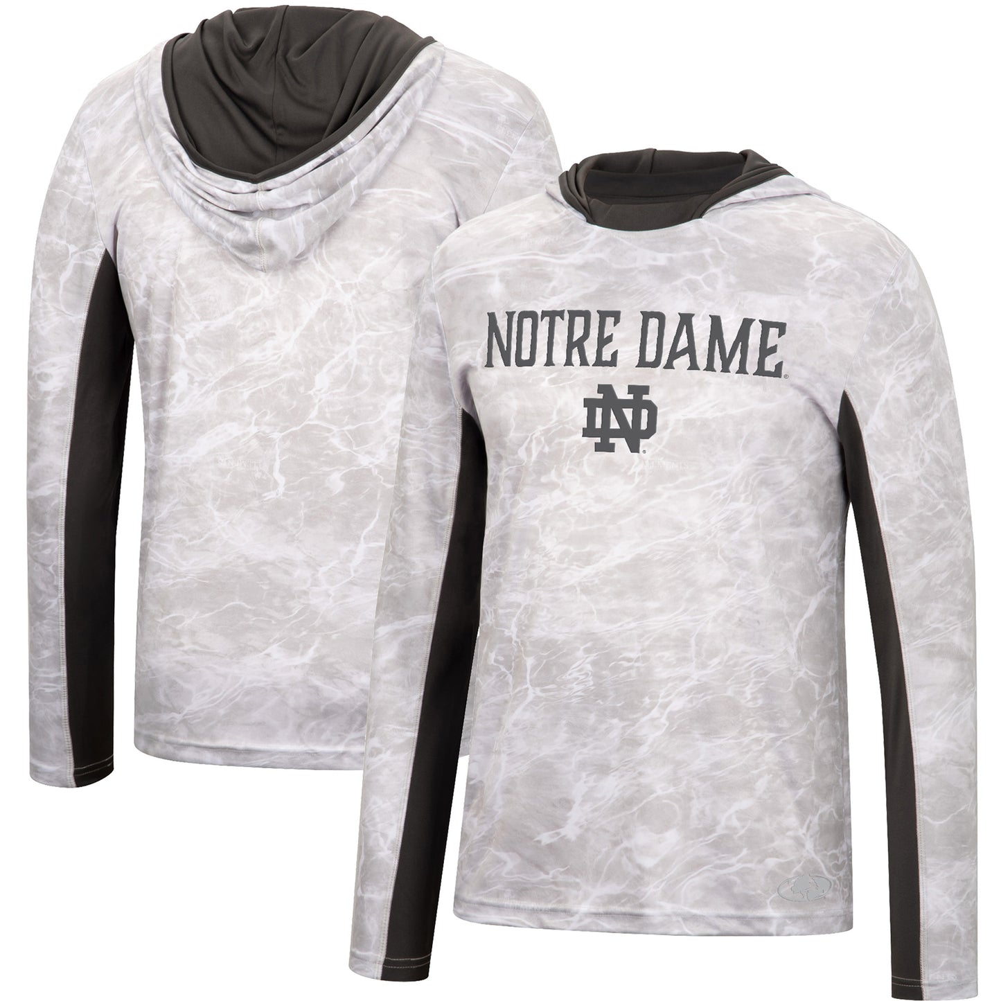 Men's Colosseum White Notre Dame Fighting Irish Mossy Oak SPF 50 Performance Long Sleeve Hoodie T-Shirt