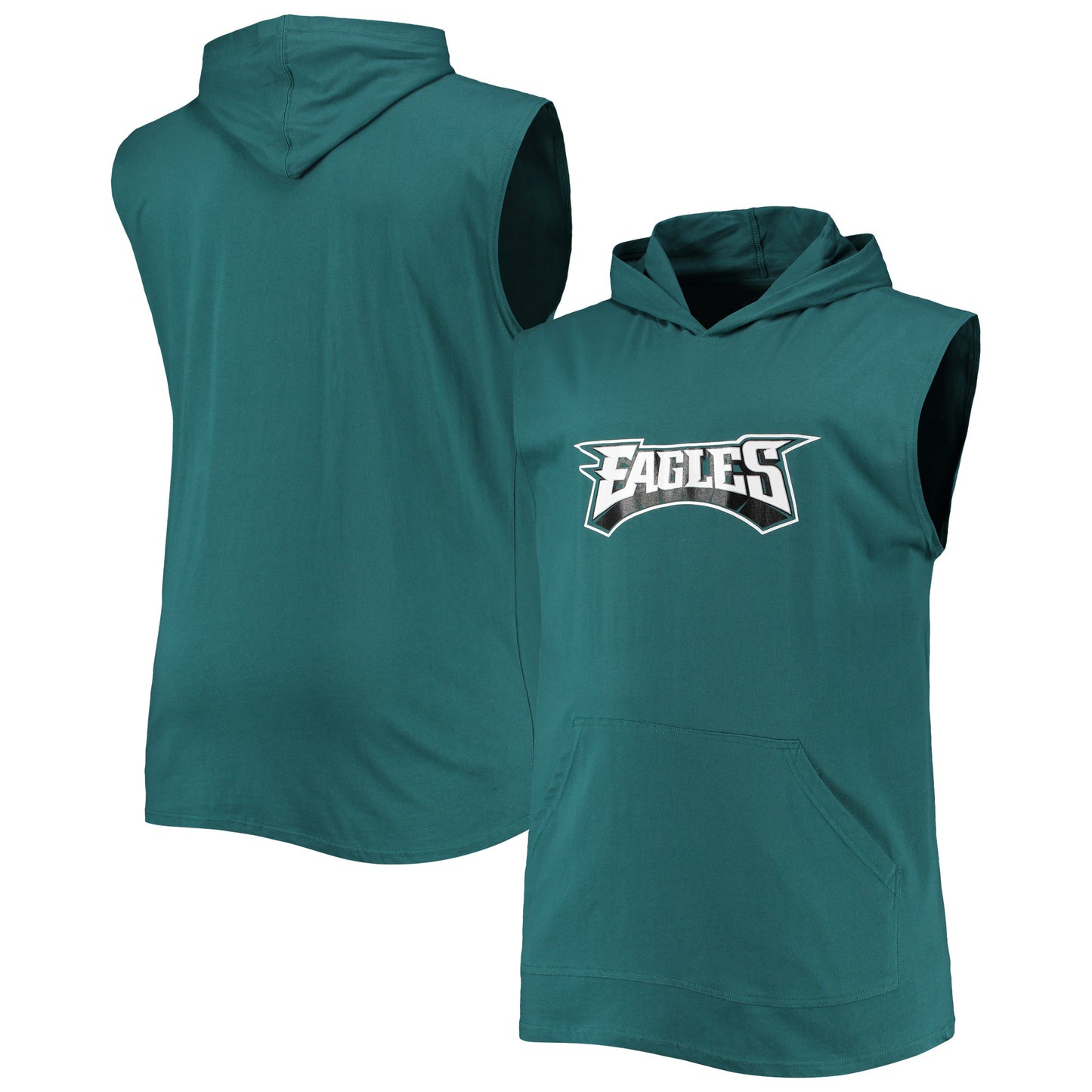 Men's Midnight Green Philadelphia Eagles Big & Tall Muscle Sleeveless Pullover Hoodie