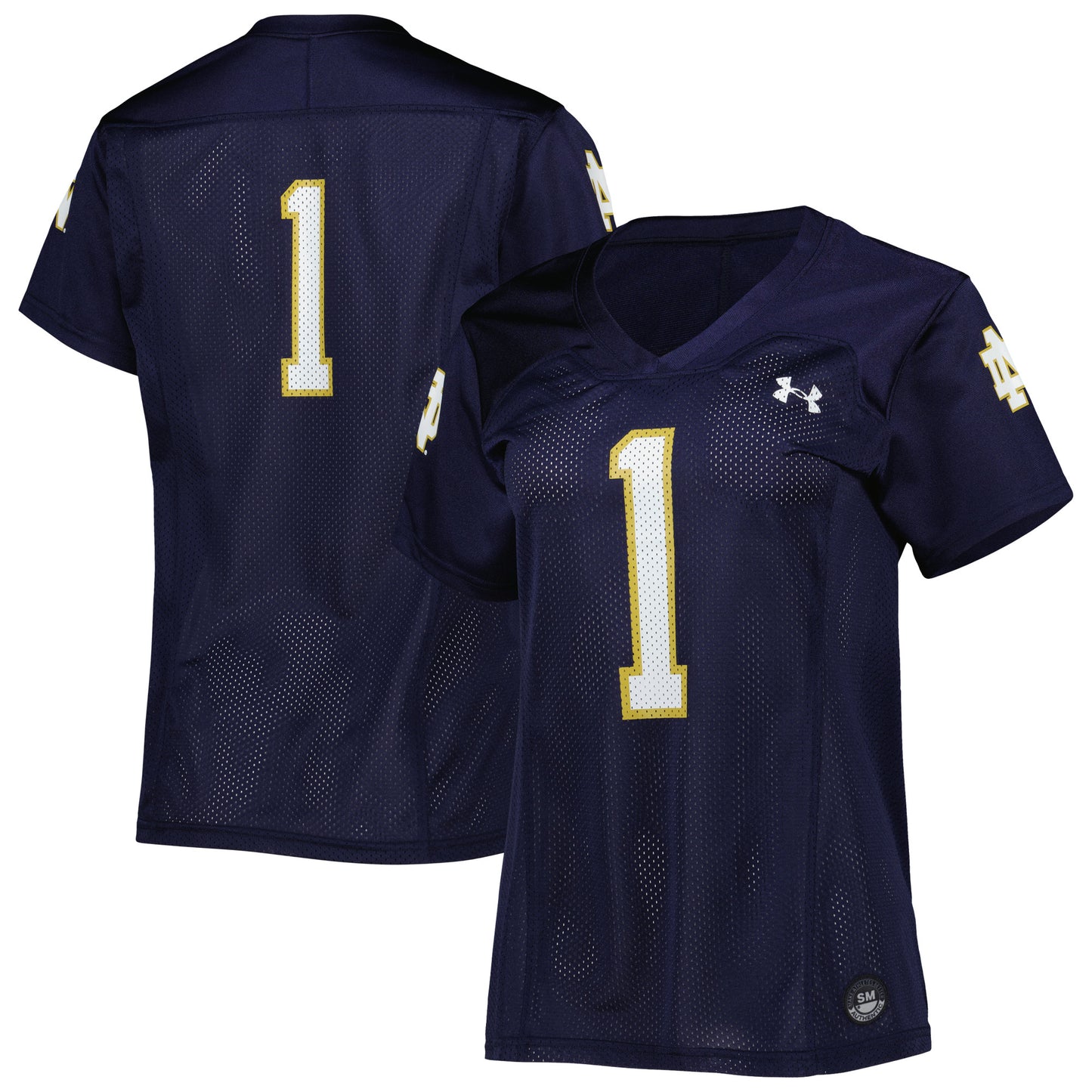 Women's Under Armour #1 Navy Notre Dame Fighting Irish Replica Football Jersey