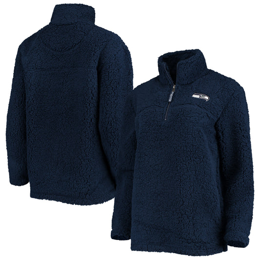 Women's G-III 4Her by Carl Banks College Navy Seattle Seahawks Sherpa Quarter-Zip Jacket