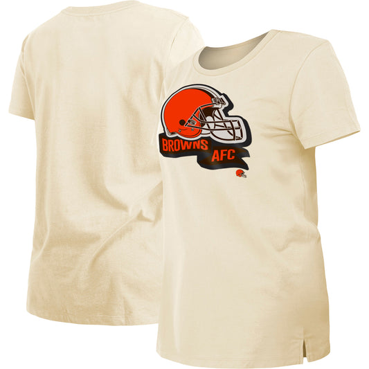 Women's New Era Cream Cleveland Browns Chrome Sideline T-Shirt