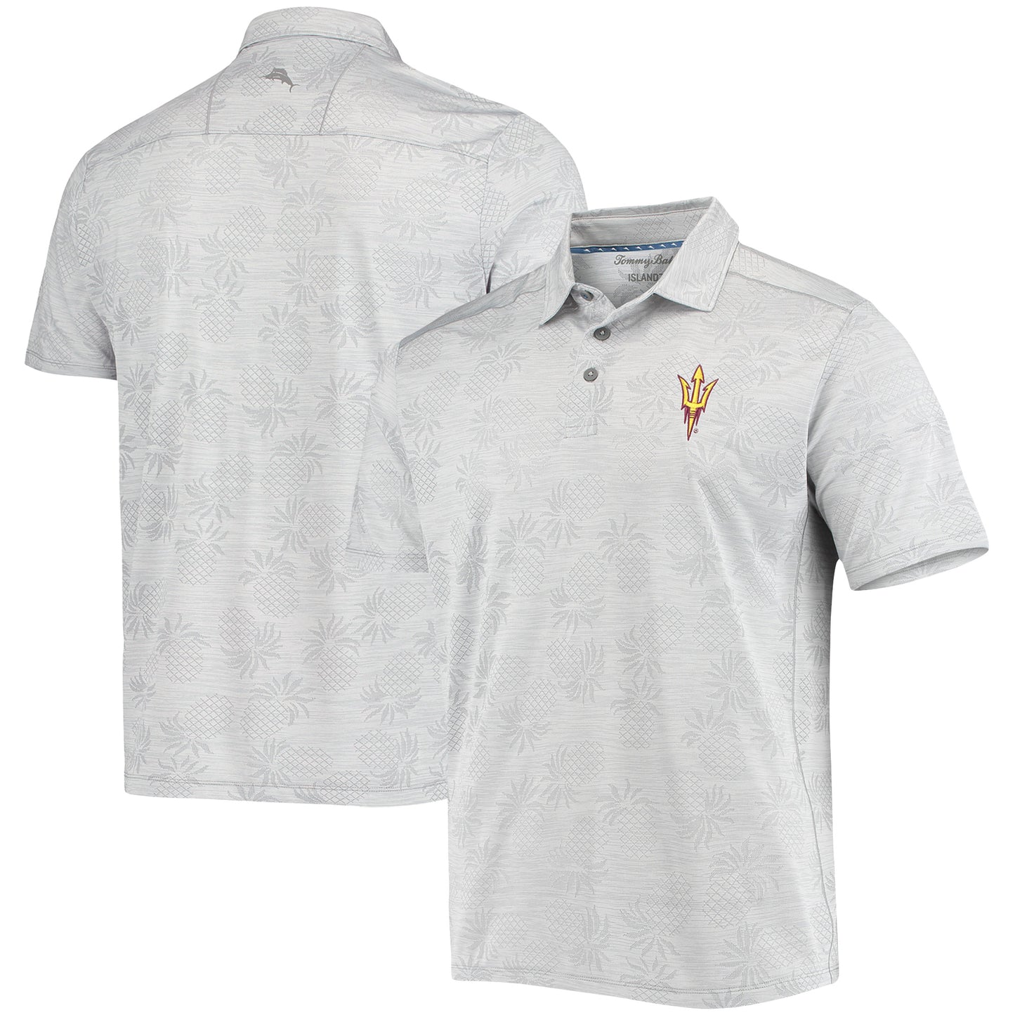 Men's Tommy Bahama Gray Arizona State Sun Devils Pineapple Palm Coast IslandZone Polo