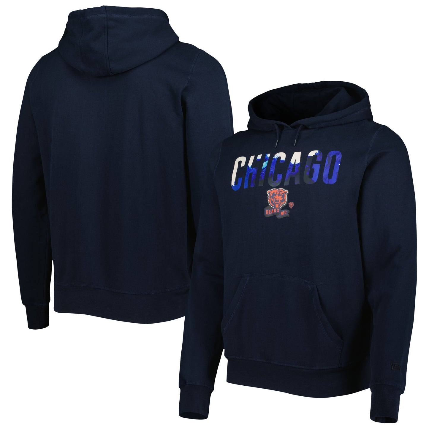 Men's New Era Navy Chicago Bears Ink Dye Pullover Hoodie