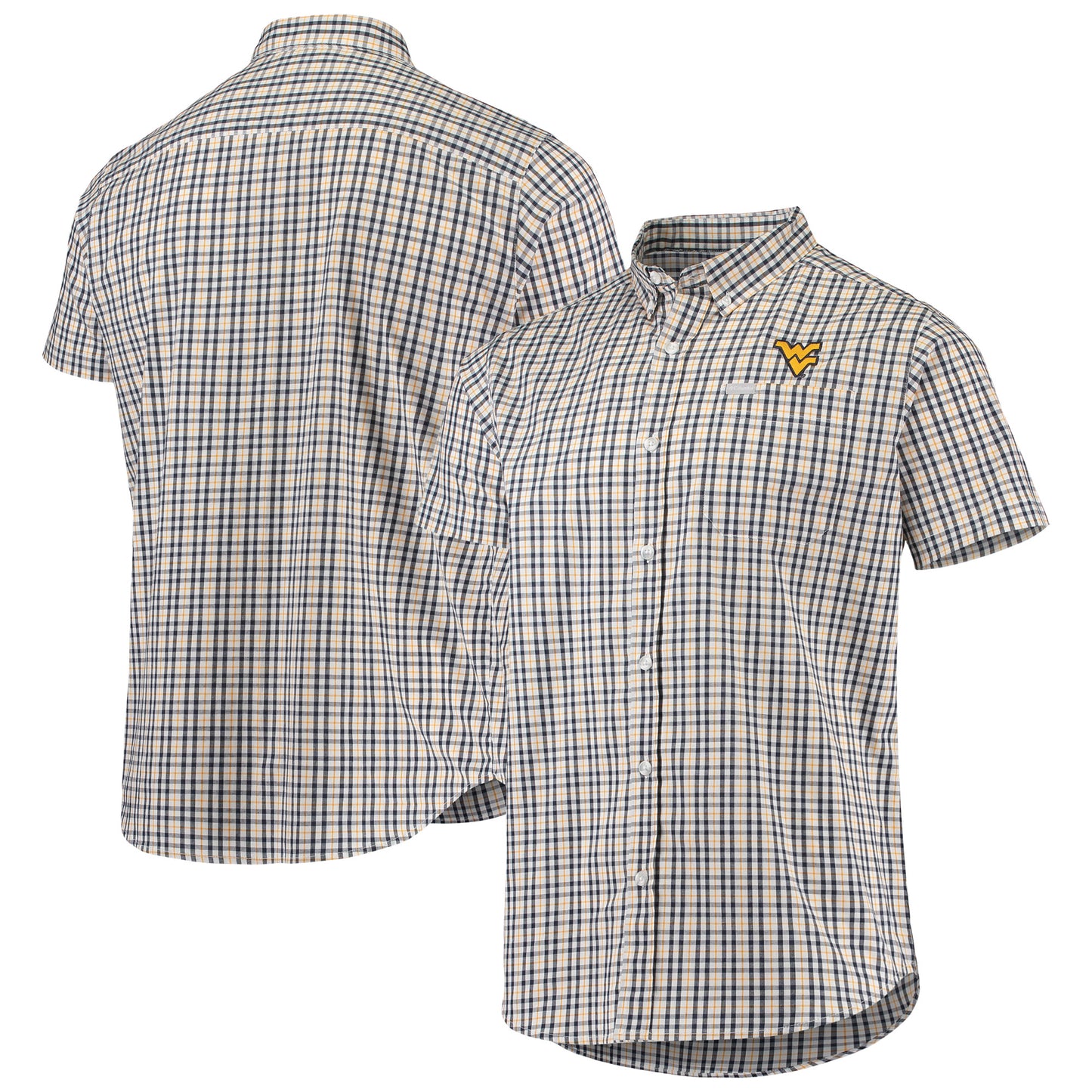 Men's Columbia Navy West Virginia Mountaineers Rapid Rivers Logo Button-Down Shirt