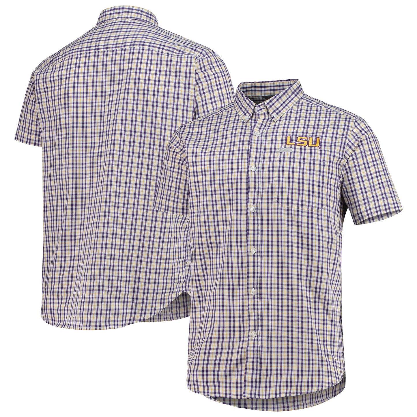 Men's Columbia Purple LSU Tigers Rapid Rivers Logo Button-Down Shirt