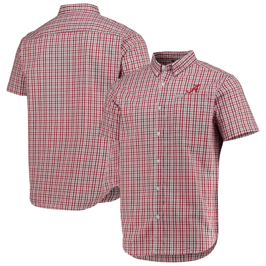 Men's Columbia Crimson Alabama Crimson Tide Rapid Rivers Logo Button-Down Shirt