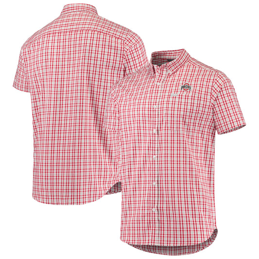 Men's Columbia Scarlet Ohio State Buckeyes Rapid Rivers Logo Button-Down Shirt