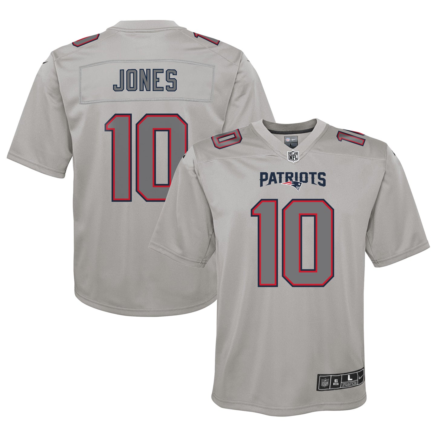 Youth Nike Mac Jones Gray New England Patriots Atmosphere Fashion Game Jersey