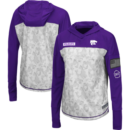 Women's Colosseum Arctic Camo/Purple Kansas State Wildcats OHT Military Appreciation Long Sleeve Hoodie T-Shirt