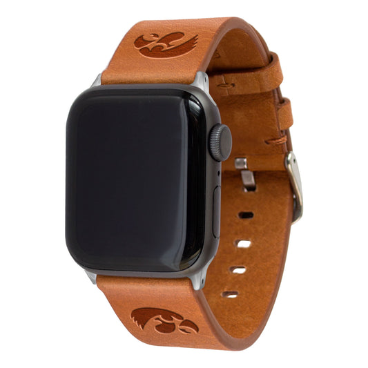 Tan Iowa Hawkeyes Leather Apple Watch Band