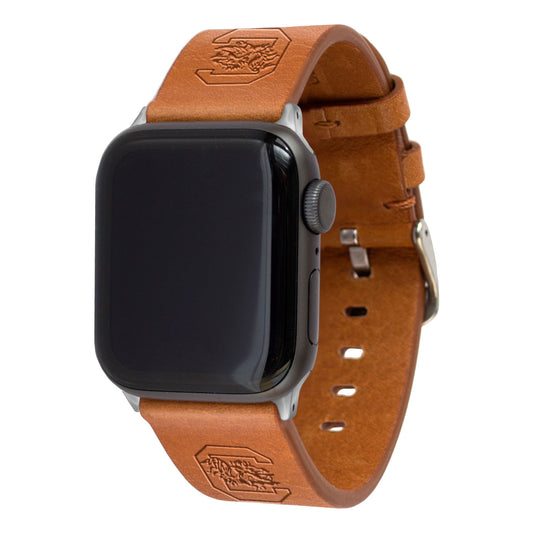 Tan South Carolina Gamecocks Leather Apple Watch Band