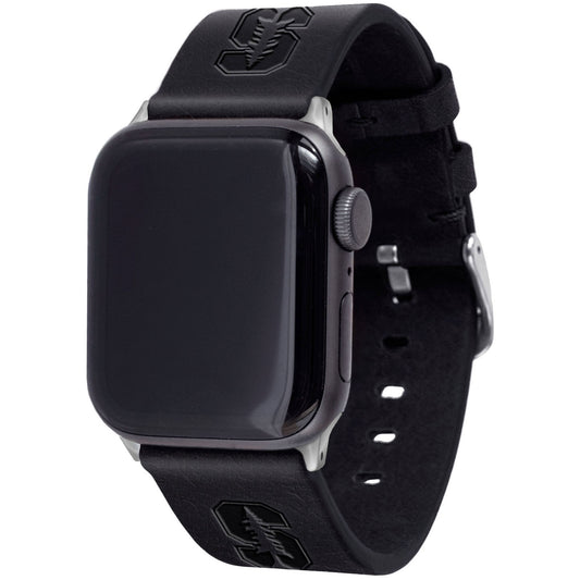 Black Stanford Cardinal Leather Apple Watch Band