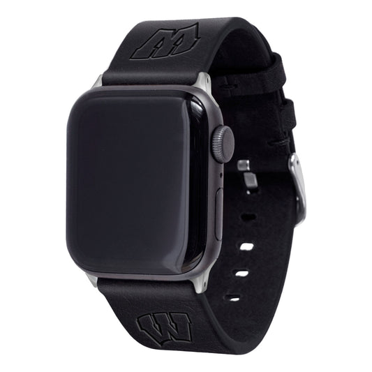 Black Wisconsin Badgers Leather Apple Watch Band