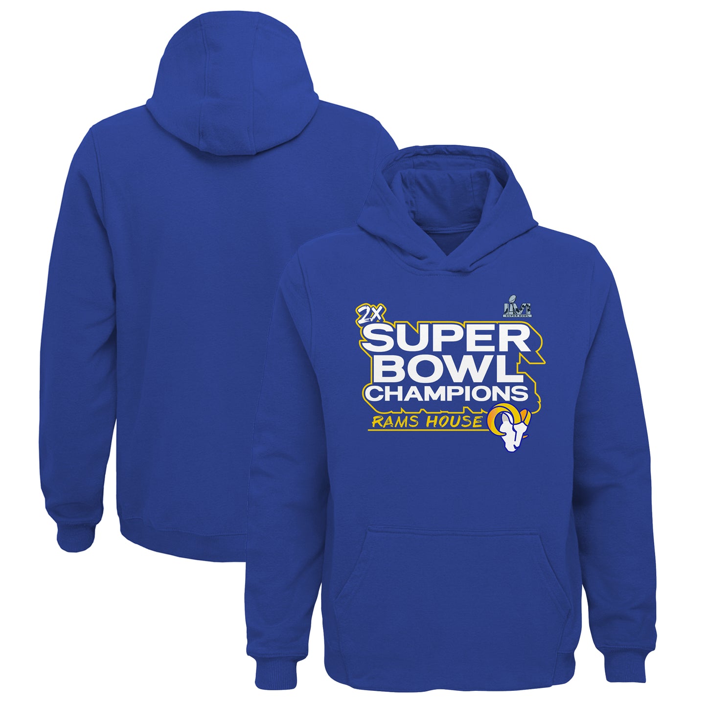 Youth Fanatics Royal Los Angeles Rams Super Bowl LVI Champions Parade Pullover Hoodie