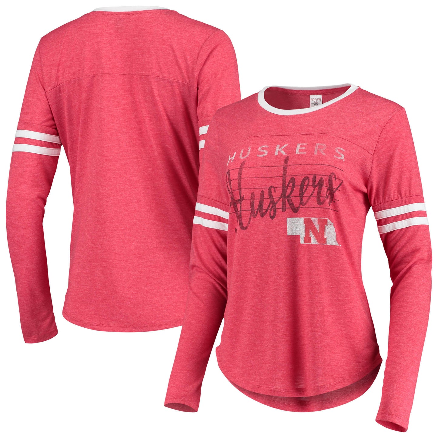 Women's Scarlet/Cream Nebraska Huskers Aeronautical Long Sleeve T-Shirt