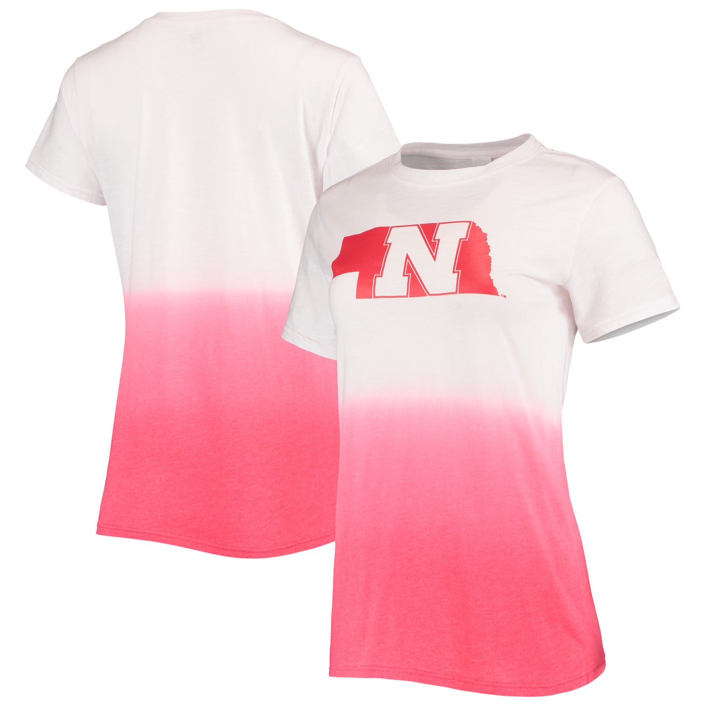 Women's White/Scarlet Nebraska Huskers Airplay Dip-Dye T-Shirt