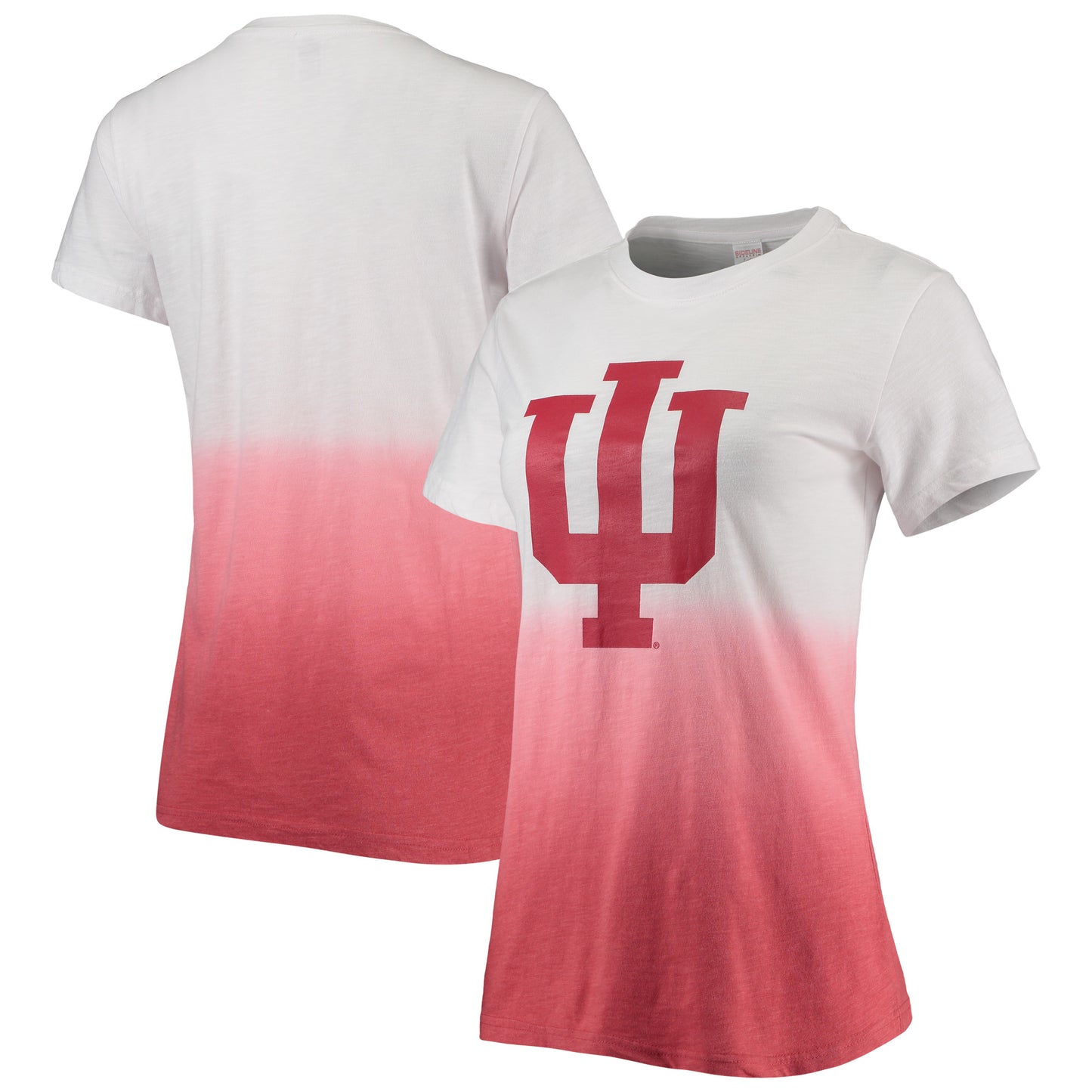 Women's White/Crimson Indiana Hoosiers Airplay Dip-Dye T-Shirt