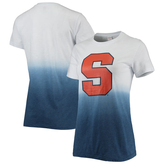 Women's White/Navy Syracuse Orange Airplay Dip-Dye T-Shirt