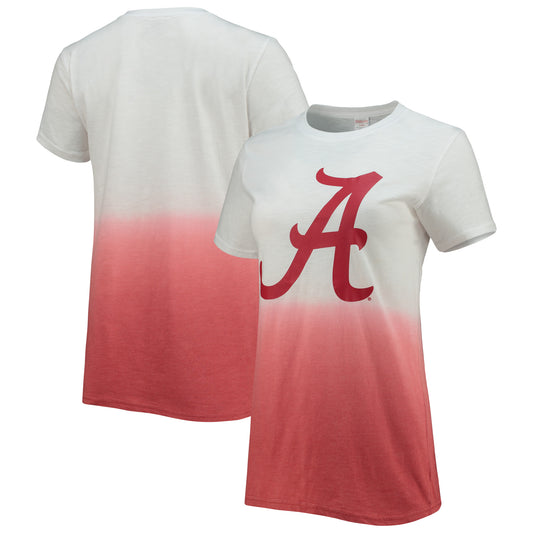 Women's White/Crimson Alabama Crimson Tide Airplay Dip-Dye T-Shirt