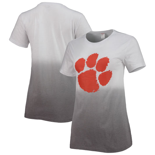 Women's White/Charcoal Clemson Tigers Airplay Dip-Dye T-Shirt