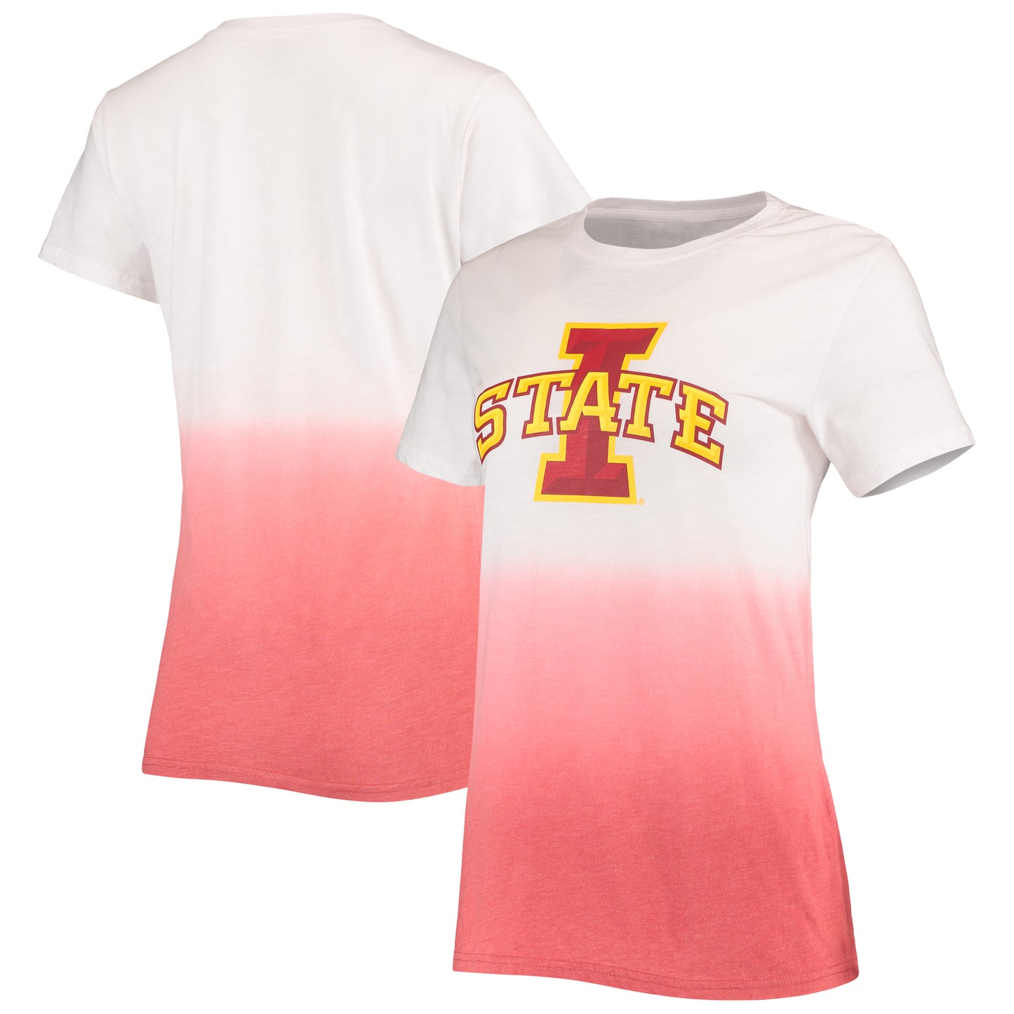 Women's White/Cardinal Iowa State Cyclones Airplay Dip-Dye T-Shirt