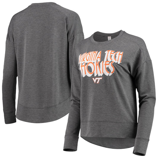 Women's Heathered Charcoal Virginia Tech Hokies Coater Tri-Blend Raglan Pullover Sweatshirt