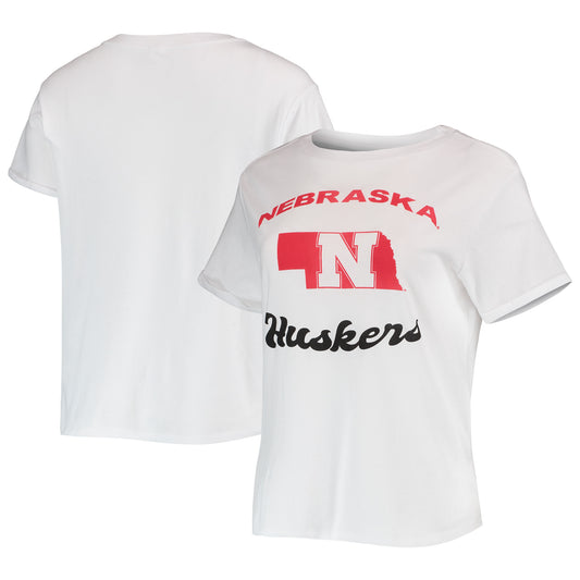 Women's White Nebraska Huskers Downforce T-Shirt