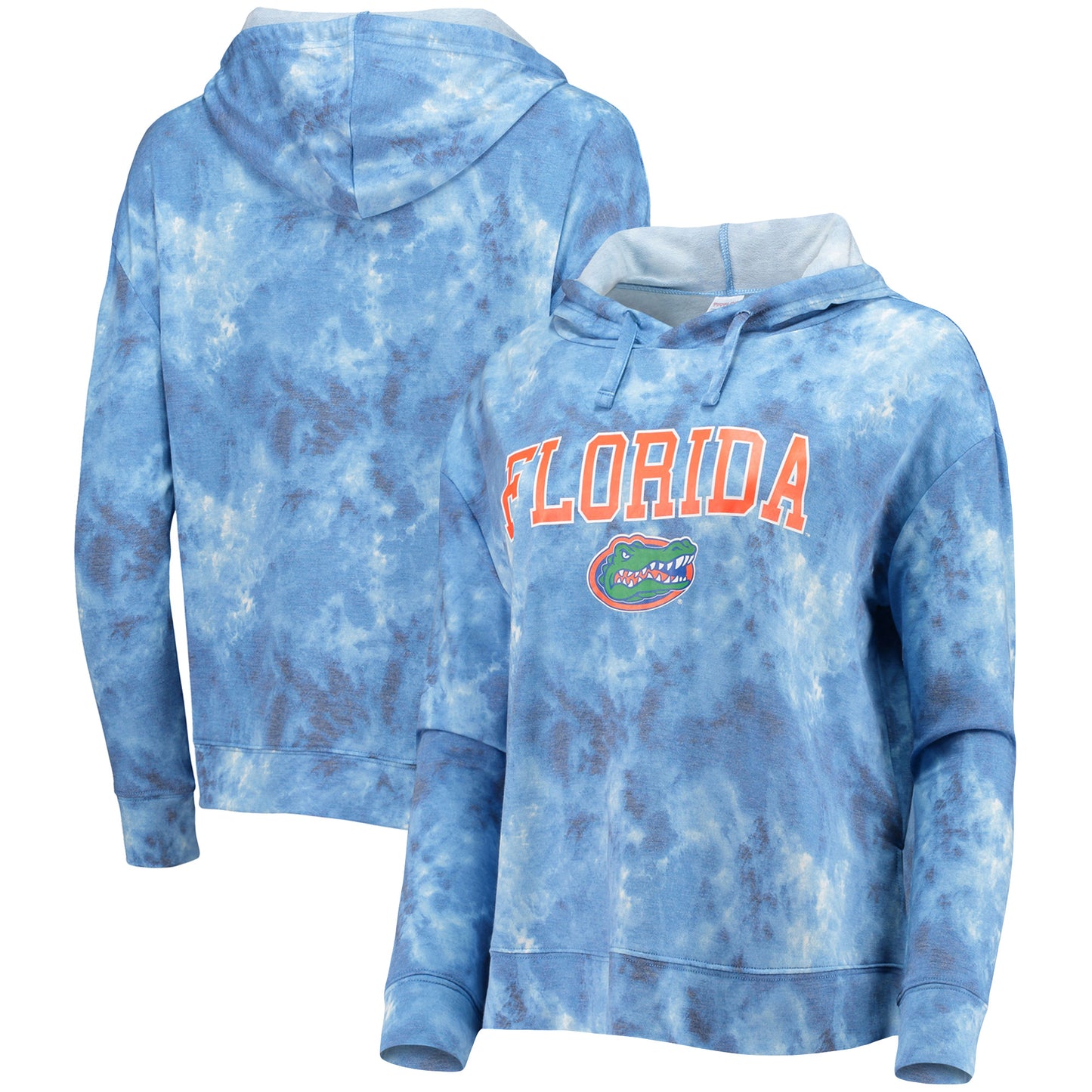 Women's Royal Florida Gators Hairpin Tie-Dye Cropped Tri-Blend Long Sleeve Hoodie T-Shirt