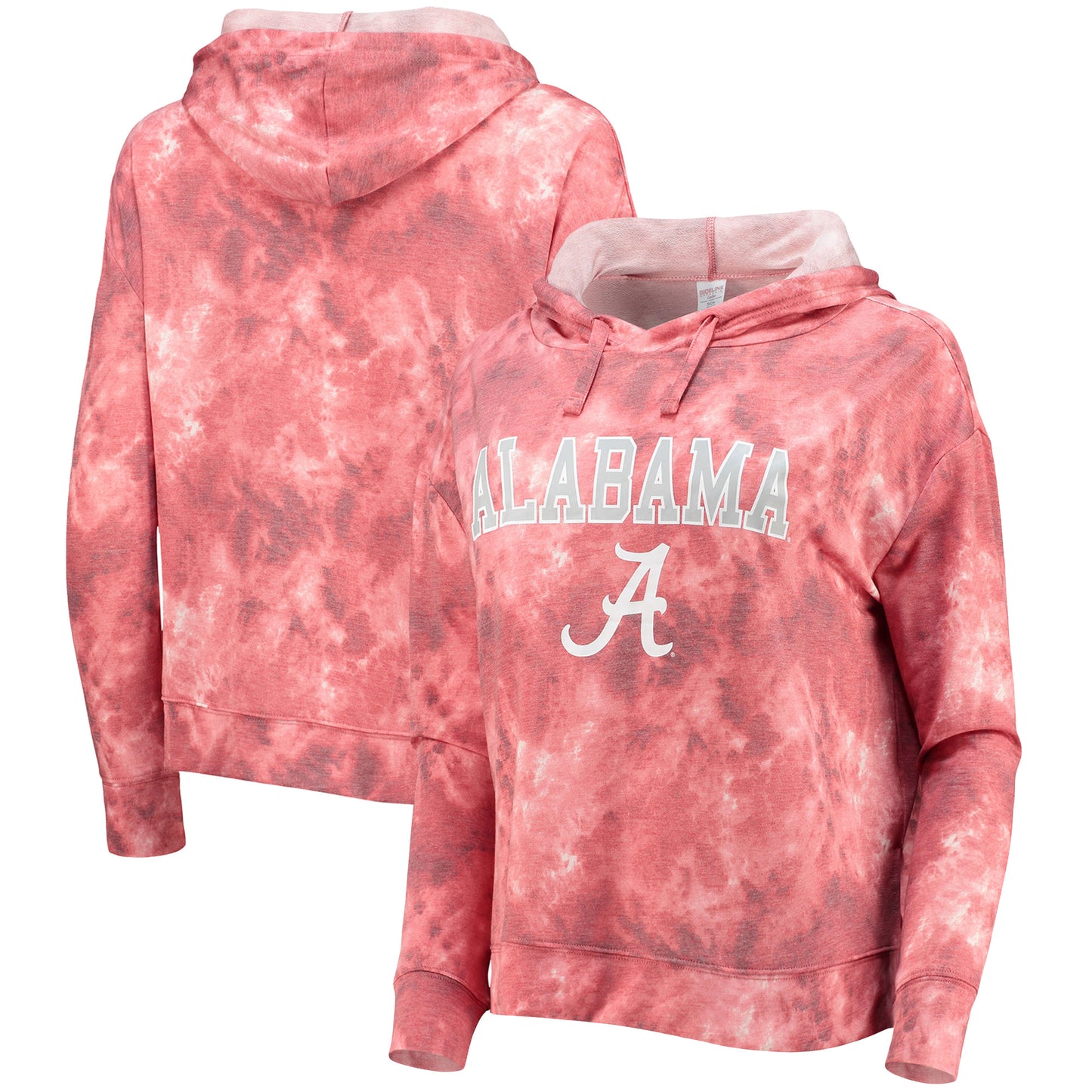 Women's Crimson Alabama Crimson Tide Hairpin Tie-Dye Cropped Tri-Blend Long Sleeve Hoodie T-Shirt