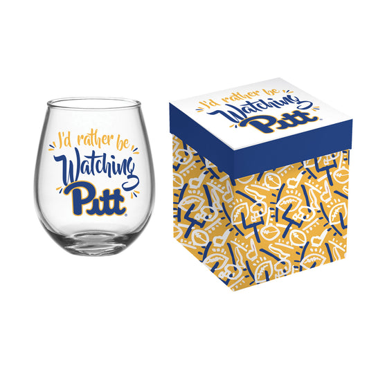 Pitt Panthers 17oz. Boxed Stemless Wine Glass