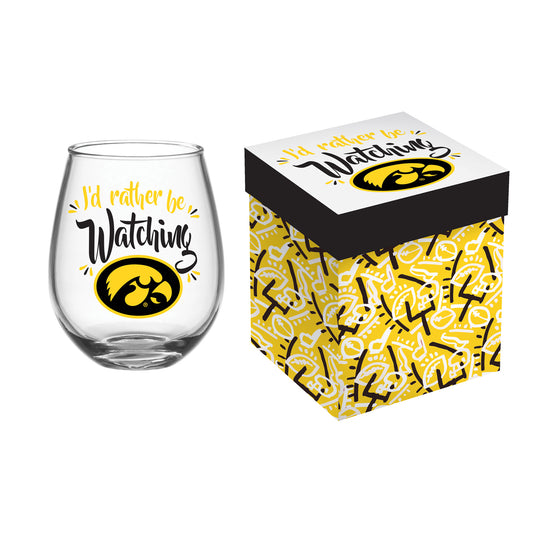 Iowa Hawkeyes 17oz. Boxed Stemless Wine Glass