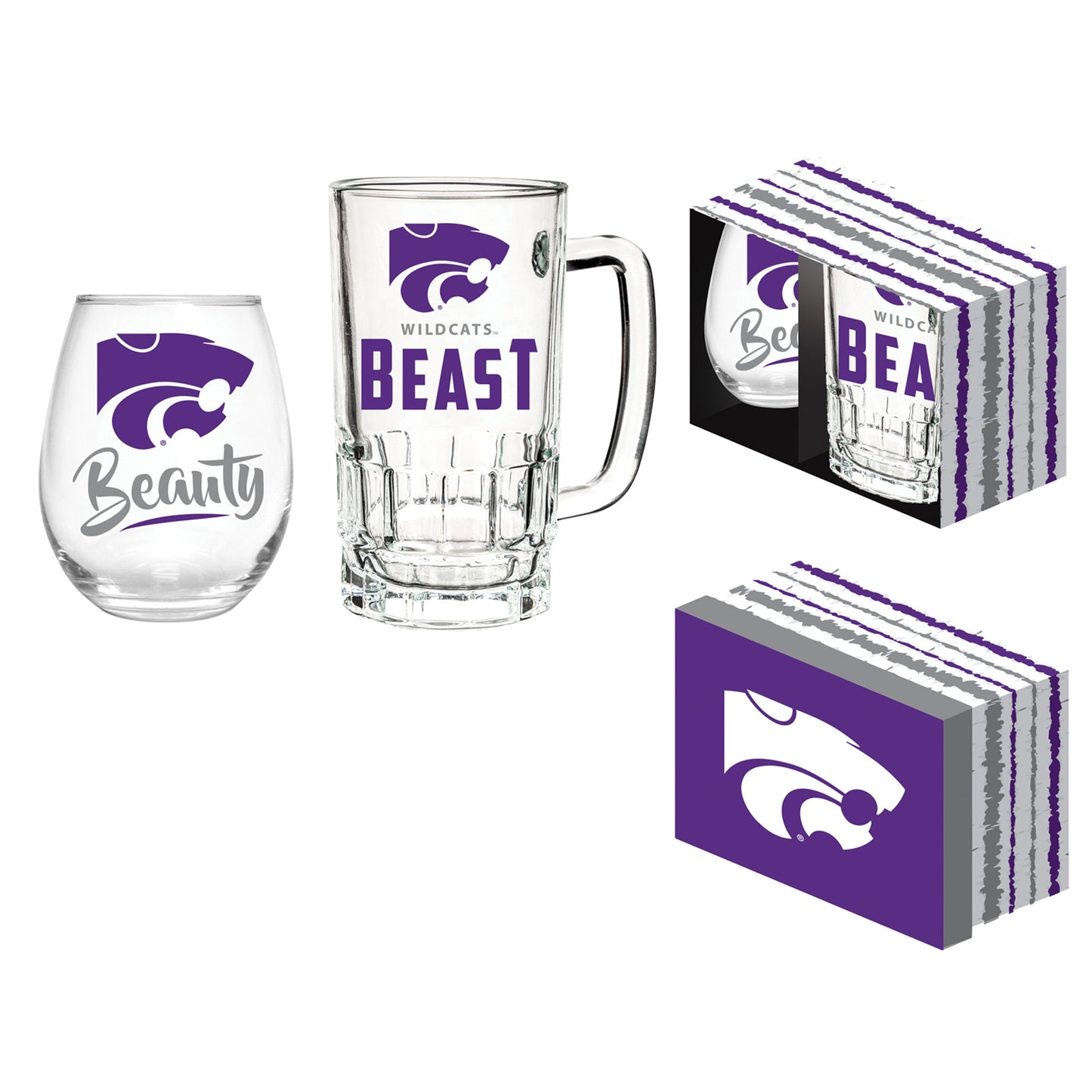 Kansas State Wildcats 17oz. Stemless Wine Glass & 16oz. Mug Gift Set