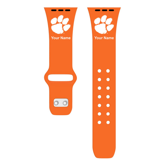Clemson Tigers Personalized Silicone Apple Watch Band