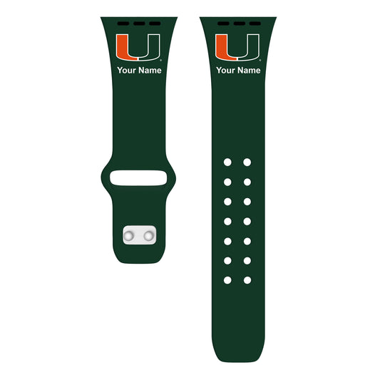 Miami Hurricanes Personalized Silicone Apple Watch Band