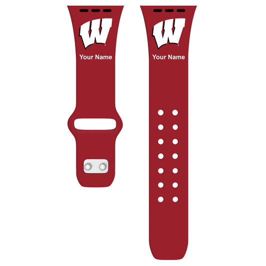 Wisconsin Badgers Personalized Silicone Apple Watch Band