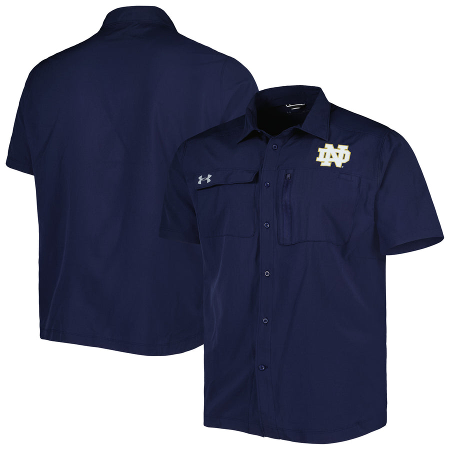 Men's Under Armour Navy Notre Dame Fighting Irish Motivate Button-Up Shirt