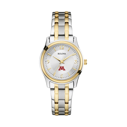 Women's Bulova Silver/Gold Minnesota Golden Gophers Classic Two-Tone Round Watch