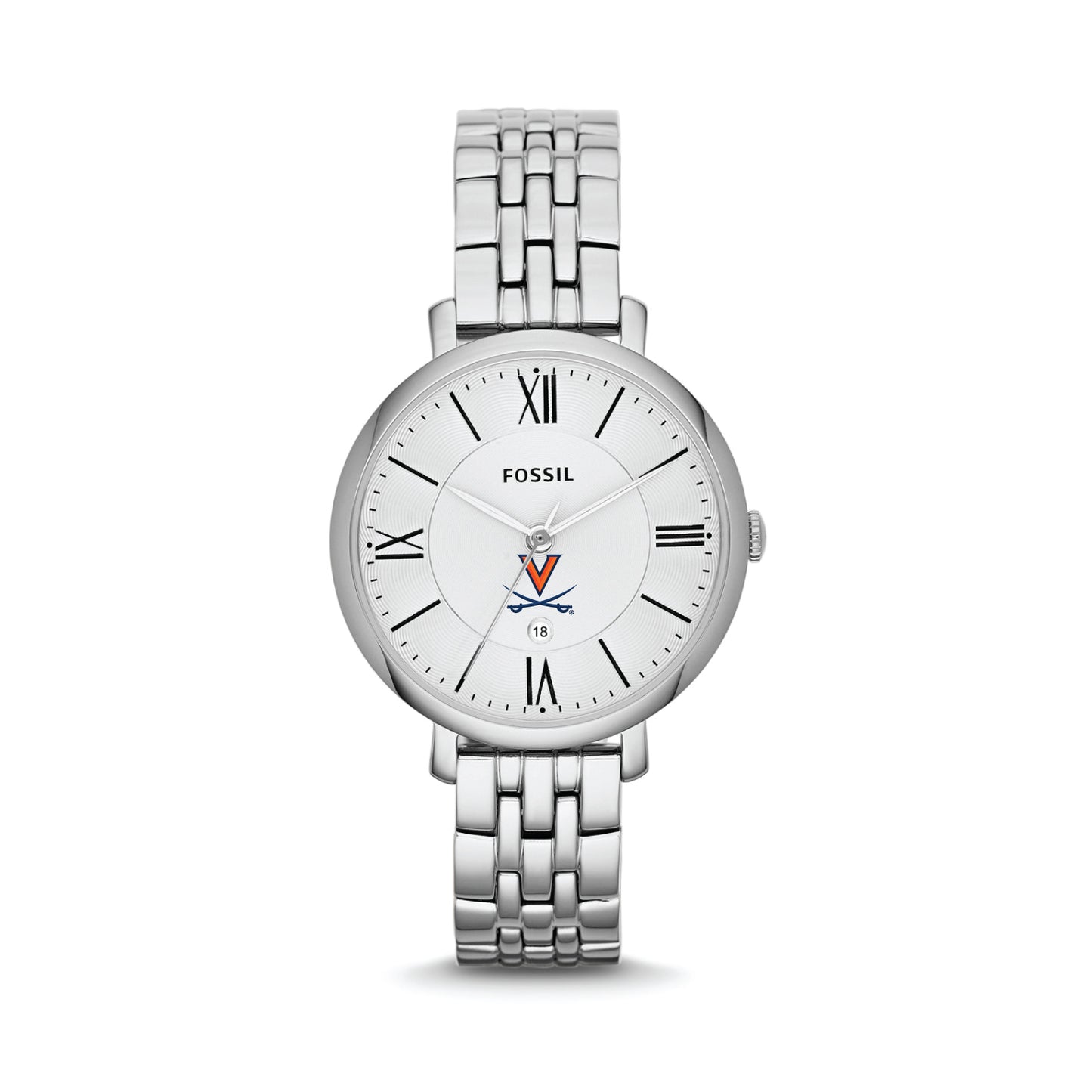 Women's Fossil Silver Virginia Cavaliers Jacqueline Stainless Steel Watch