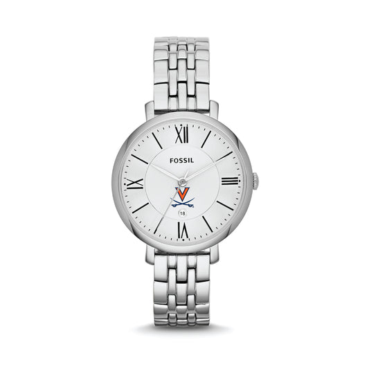 Women's Fossil Silver Virginia Cavaliers Jacqueline Stainless Steel Watch