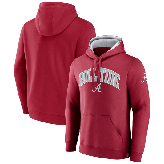 Men's Fanatics Crimson Alabama Crimson Tide Arch & Logo Tackle Twill Pullover Hoodie