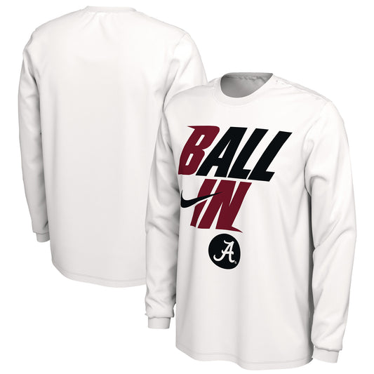 Men's Nike White Alabama Crimson Tide Ball In Bench Long Sleeve T-Shirt