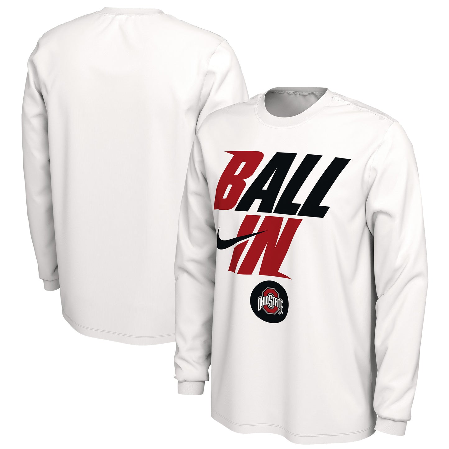 Men's Nike White Ohio State Buckeyes Ball In Bench Long Sleeve T-Shirt