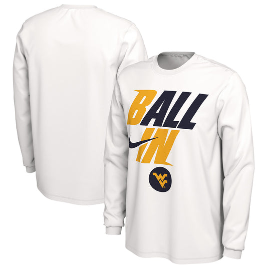 Men's Nike White West Virginia Mountaineers Ball In Bench Long Sleeve T-Shirt